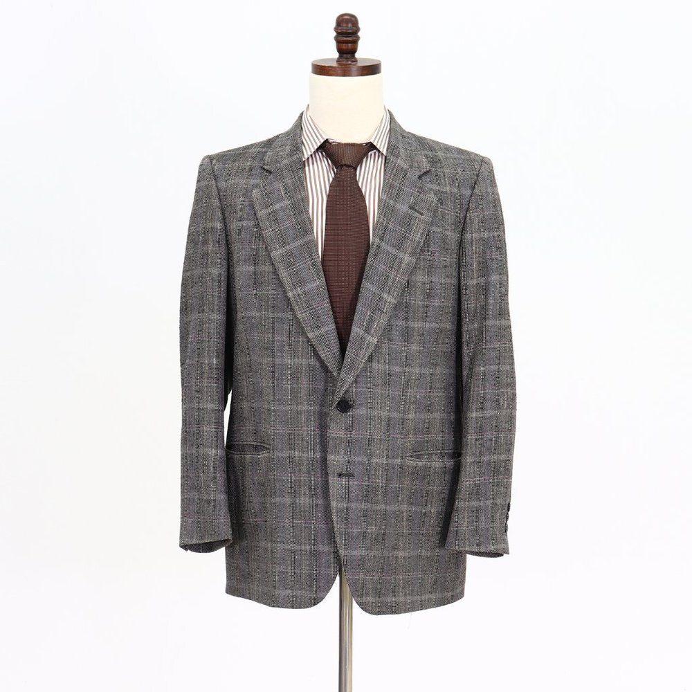 Pierre Cardin 44R Gray Check 2-Button Sport Coat Blazer Jacket V821